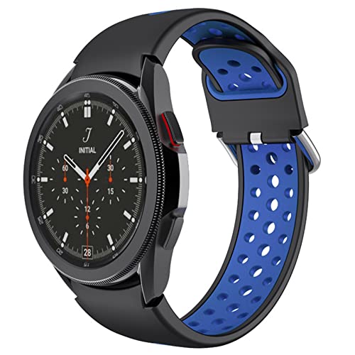 Miimall Armband Kompatibel für Kompatibel mit Samsung Galaxy Watch 4 40mm 44mm / 4 Classic 42mm 46mm, Weiches Silikon Ersatzarmband Sport Uhrenarmband für Samsung Galaxy Watch 4 -S-Schwarz+Blau von Miimall