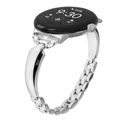 Miimall Armband Kompatibel mit Google Pixel Watch 1/2 Armband, Damen Armbänder Legierungsmetall Uhrenarmband Metall Ersatzband für Google Pixel Watch 2 2023/Pixel Watch 2022-Silber von Miimall