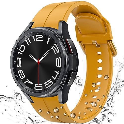 Miimall Armband Kompatibel mit Samsung Galaxy Watch 6/6 Classic Armband, Galaxy Watch 5/5 Pro/Galaxy Watch 4 40mm 44mm, Weiche Silikon Armbänder für Galaxy Watch 5 40mm 44mm Gelb-Groß von Miimall