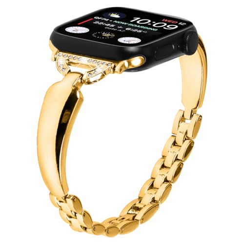 Miimall Ersatzarmband für Armband Apple Watch 41mm 40mm 38mm Damen,Diamant Edelstahl Band für iWatch Series 10/9/8/7/6/5/4/3/2/1/SE 2/SE/Ultra,Metallarmband für Apple Watch Band Gold Miimall Ersatzarmband für Armband Apple Watch 41mm 40mm 38mm Damen,Diamant Edelstahl Band für iWatch Series 10/9/8/7/6/5/4/3/2/1/SE 2/SE/Ultra,Metallarmband für Apple Watch Band Gold von Miimall