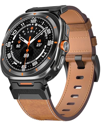 Miimall Ersatzarmband Kompatibel mit Samsung Galaxy Watch 7 Ultra Armband, Verstellbarer Nahtloser Classic Armbänder Samsung Galaxy Watch 7 Ultra (2024) Herren Dunkelbraun von Miimall