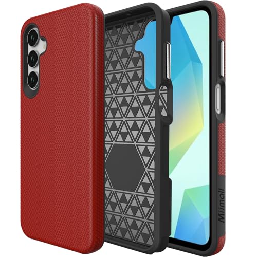 Miimall Handy Hülle für Samsung Galaxy A16 Slim Case, TPU+PC Matt Ultra Thin Cover Stoßfest Kratzfest rutschfest Fallschutz Schutzhülle Dünne Harte Rückseite Bumper für Galaxy A 16 5G Cover Rot von Miimall