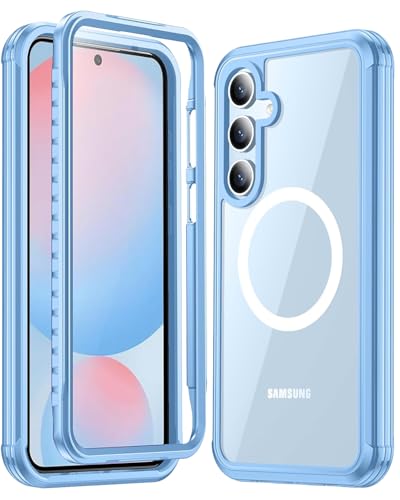 Miimall Handy Hüllen für Samsung Galaxy S24 FE Case mit 9H Panzerglas Displayschutzfolie, Kompatibel für MagSafe, Dünn Magnetisch Schutzhülle Cover für Samsung S24 FE Hülle Durchsichtig Hellblau Miimall Handy Hüllen für Samsung Galaxy S24 FE Case mit 9H Panzerglas Displayschutzfolie, Kompatibel für MagSafe, Dünn Magnetisch Schutzhülle Cover für Samsung S24 FE Hülle Durchsichtig Hellblau von Miimall