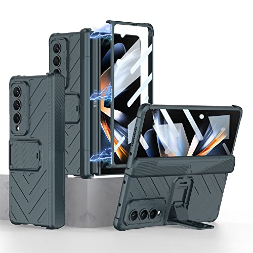 Miimall Handyhülle Kompatibel mit Samsung Galaxy Z Fold 4 Hülle mit Scharnierschutz, Hartes PC Stoßfänger Case mit Standfunktion Schutzhülle für Galaxy Z Fold 4 2022 Grün von Miimall