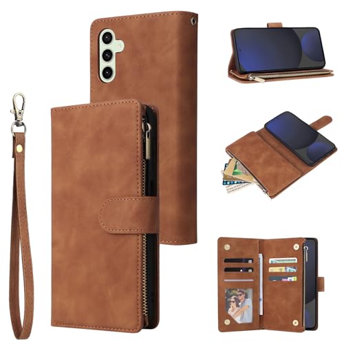Miimall Handy Hülle für Samsung Galaxy S24 FE Hülle Klappbar Flip Case, Premium Leder Klapphülle mit Ständer Kartenfach Reißverschluss Band Leicht Stoßfest Schutzhülle Cover für Galaxy S24FE 5G Braun Miimall Handy Hülle für Samsung Galaxy S24 FE Hülle Klappbar Flip Case, Premium Leder Klapphülle mit Ständer Kartenfach Reißverschluss Band Leicht Stoßfest Schutzhülle Cover für Galaxy S24FE 5G Braun von Miimall