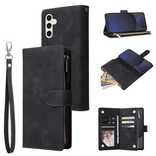 Miimall Handyhülle für Samsung Galaxy S24 FE Hülle Klapphülle mit Kartenfach Standfunktion, PU Leder Geldbörs Magnetische Schutzhülle Handschlaufe Tasche Wallet Cover für Samsung S24FE Case Schwarz Miimall Handyhülle für Samsung Galaxy S24 FE Hülle Klapphülle mit Kartenfach Standfunktion, PU Leder Geldbörs Magnetische Schutzhülle Handschlaufe Tasche Wallet Cover für Samsung S24FE Case Schwarz von Miimall
