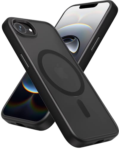 Miimall Handyhülle für iPhone 16e Hülle für MagSafe, Matt Transluzente Magnet Rückseite, Stoßfest Kratzfest Militär Schutzhülle Ultra Dünn Slim Bumper Case für iPhone 16 e 6,1 Zoll 2025 Cover Schwarz von Miimall
