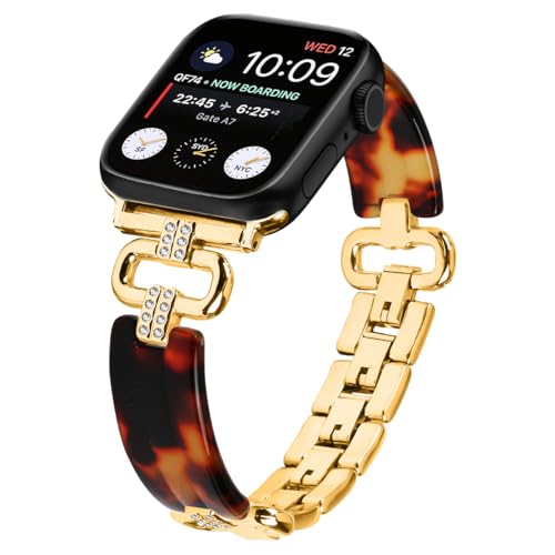 Miimall Harz Armbänder Kompatibel mit Apple Watch 38mm 40mm 41mm Armband, Leichtes Harz Metall Strass Buntes Damen Armband für Apple Watch Series 9 8 7 6 5 4 3 2 1 SE SE2 -Gold Miimall Harz Armbänder Kompatibel mit Apple Watch 38mm 40mm 41mm Armband, Leichtes Harz Metall Strass Buntes Damen Armband für Apple Watch Series 9 8 7 6 5 4 3 2 1 SE SE2 -Gold von Miimall