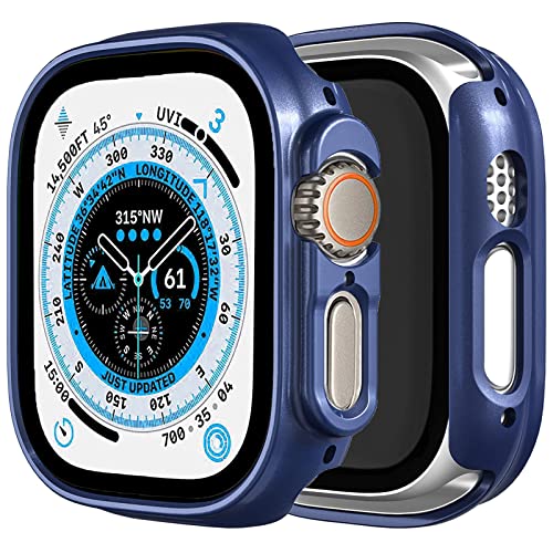 Miimall Hülle Kompatibel mit Apple Watch Ultra/Ultra 2 49mm Schutzhülle, Kantenschutz Anti Drop Kratzfest Robust PC Schutz Case für Apple iWatch Ultra/Ultra 2 49mm Dunkelblau (Kein Displayschutz) von Miimall
