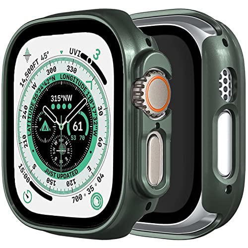 Miimall Hülle Kompatibel mit Apple Watch Ultra/Ultra 2 49mm Schutzhülle, Kantenschutz Anti Drop Kratzfest Robust PC Schutz Case für Apple iWatch Ultra/Ultra 2 49mm Grün (Kein Displayschutz) von Miimall