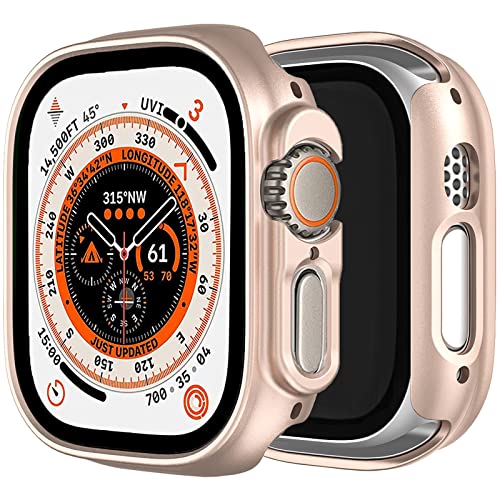 Miimall Hülle Kompatibel mit Apple Watch Ultra/Ultra 2 49mm Schutzhülle, Kantenschutz Anti Drop Kratzfest Robust PC Schutz Case für Apple iWatch Ultra/Ultra 2 49mm Roségold (Kein Displayschutz) von Miimall