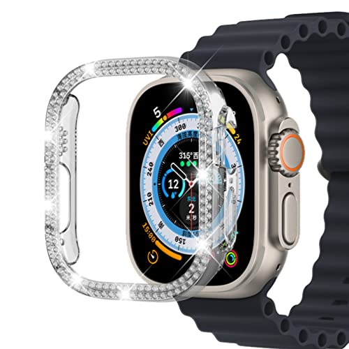 Miimall Hülle Kompatibel mit Apple Watch Ultra 2/1 Hülle 49mm, Glitzer Strass Diamant PC Schutzrahmen Damen Schutzhülle Stoßfest Kratzfest Schutzhülle für iWatch Ultra 2/1 49mm - Transparent Miimall Hülle Kompatibel mit Apple Watch Ultra 2/1 Hülle 49mm, Glitzer Strass Diamant PC Schutzrahmen Damen Schutzhülle Stoßfest Kratzfest Schutzhülle für iWatch Ultra 2/1 49mm - Transparent von Miimall