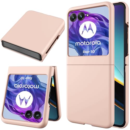 Miimall Hülle Kompatibel mit Motorola Razr 50 Hülle mit Displayschutz Anti-Kratz Stoßfest Ultradünn PC Handyhülle für Motorola Razr 50 5G 2024-Gold von Miimall