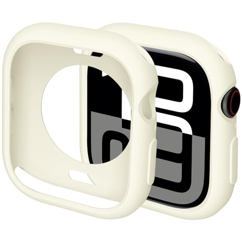 Miimall Hülle für Apple Watch (2024) 46mm TPU Gehäuse, Kabelloses Laden Kompatibel Einfache Installation Weiches Bumper Case für iWatch 10 Frauen,Hellweiß von Miimall