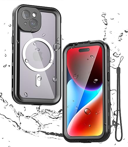 Miimall IP68 Wasserdicht Hülle Kompatibel mit iPhone 15 Hülle mit Mag-Safe, [HD Displayschutz] [Kameraschutz] PC+TPU 360 Grad Stoßfest Schutzhülle Handyhülle für iPhone 15 6.1’’ 2023 von Miimall