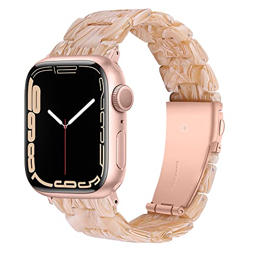 Miimall Kompatibel mit Apple Watch 41mm 40mm 38mm Armband, Damen Buntes Resin Harz Ersatzarmband Komfortabel Wasserdicht Ersatzband für iWatch Series 8/7/SE/6/5/4/3/2/1 - Seidenweiß Miimall Kompatibel mit Apple Watch 41mm 40mm 38mm Armband, Damen Buntes Resin Harz Ersatzarmband Komfortabel Wasserdicht Ersatzband für iWatch Series 8/7/SE/6/5/4/3/2/1 - Seidenweiß von Miimall