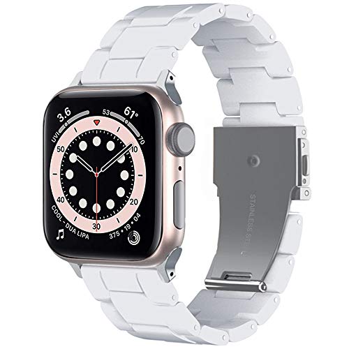 Miimall Kompatibel mit Apple Watch 41mm 40mm 38mm Armband, Damen Buntes Resin Harz Ersatzarmband Komfortabel Wasserdicht Ersatzband für iWatch Series 8/7/SE/6/5/4/3/2/1 - Weiß von Miimall