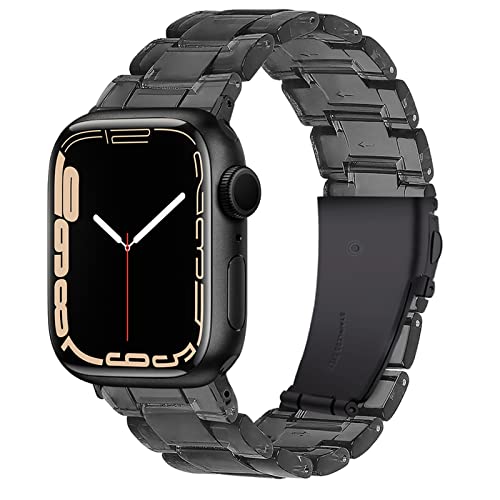 Miimall Kompatibel mit Apple Watch 41mm 40mm 38mm Armband, Damen Buntes Resin Harz Ersatzarmband Komfortabel Wasserdicht Ersatzband für iWatch Series SE/8/7/6/5/4/3/2/1 - Transparent Schwarz Miimall Kompatibel mit Apple Watch 41mm 40mm 38mm Armband, Damen Buntes Resin Harz Ersatzarmband Komfortabel Wasserdicht Ersatzband für iWatch Series SE/8/7/6/5/4/3/2/1 - Transparent Schwarz von Miimall
