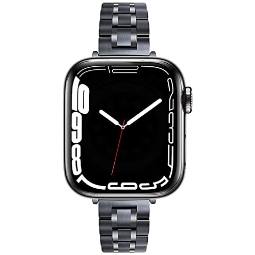 Miimall Kompatibel mit Apple Watch 42mm 44mm 45mm Armband, Schlanker Edelstahl Metall Verstellbare Ersatzband mit Faltschließe Uhrenarmband für Apple Watch Series 7/6/SE/5/4/3/2/1 Grau von Miimall