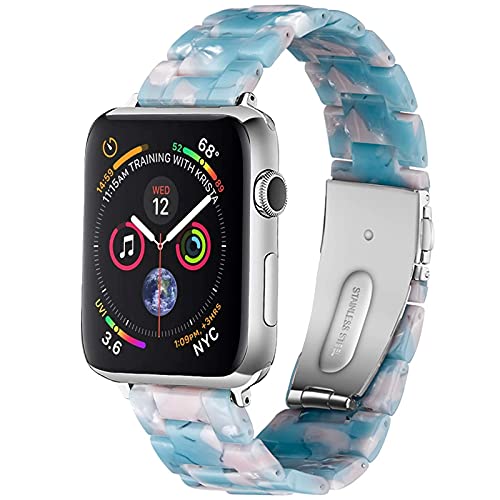 Miimall Kompatibel mit Apple Watch 49mm 45mm 44mm 42mm Armband, Damen Buntes Resin Harz Ersatzarmband Komfortabel Wasserdicht Ersatzband für iWatch Series 8/7/SE/6/5/4/3/2/1 - Himmelblau Miimall Kompatibel mit Apple Watch 49mm 45mm 44mm 42mm Armband, Damen Buntes Resin Harz Ersatzarmband Komfortabel Wasserdicht Ersatzband für iWatch Series 8/7/SE/6/5/4/3/2/1 - Himmelblau von Miimall