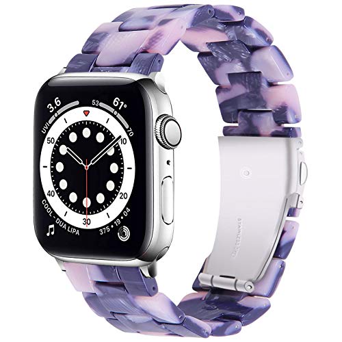 Miimall Kompatibel mit Apple Watch 49mm 45mm 44mm 42mm Armband, Damen Buntes Resin Harz Ersatzarmband Komfortabel Wasserdicht Ersatzband für iWatch Series SE/8/7/6/5/4/3/2/1 - Schwarzes Lila Miimall Kompatibel mit Apple Watch 49mm 45mm 44mm 42mm Armband, Damen Buntes Resin Harz Ersatzarmband Komfortabel Wasserdicht Ersatzband für iWatch Series SE/8/7/6/5/4/3/2/1 - Schwarzes Lila von Miimall