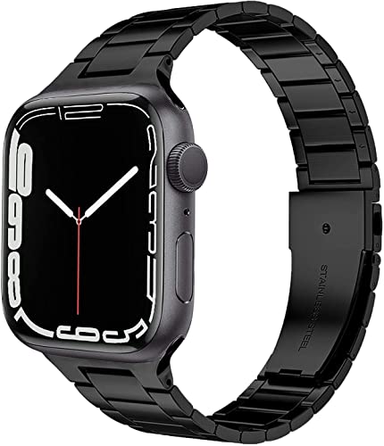 Miimall Kompatibel mit Apple Watch Armband Series 8/7/6/SE/5/4/3/2/1 41mm 40mm 38mm, Dünn Prämie Edelstahl Metall Ersatzarmband iWatch Uhrenarmband für Apple Watch 41mm 40mm 38mm - Schwarz von Miimall