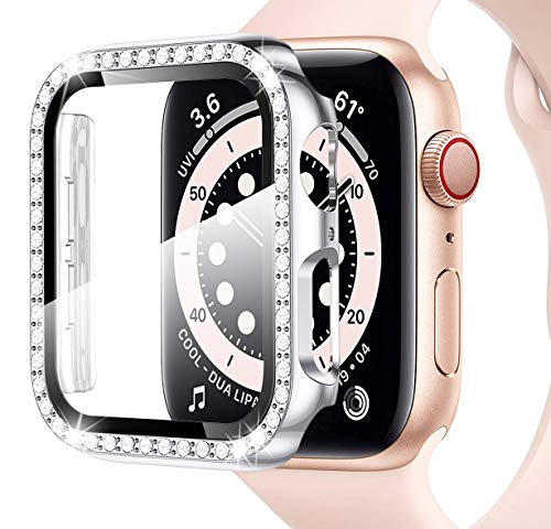 Miimall Kompatibel mit Apple Watch Series 3/2/1 42mm Hülle mit Glas Displayschutz, Strass Glitzer Harter PC Schutzhülle Kratzfest Schutzfolie Schutz Case für iWatch Serie 3/2/1 - Silber Miimall Kompatibel mit Apple Watch Series 3/2/1 42mm Hülle mit Glas Displayschutz, Strass Glitzer Harter PC Schutzhülle Kratzfest Schutzfolie Schutz Case für iWatch Serie 3/2/1 - Silber von Miimall