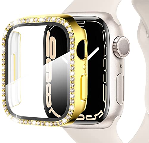Miimall Kompatibel mit Apple Watch Series 6/SE/5/4 40mm Hülle mit mit Glas Displayschutz, Strass Glitzer Harter PC Schutzhülle Kratzfest Schutzfolie Schutz Case für iWatch 40mm - Gold Miimall Kompatibel mit Apple Watch Series 6/SE/5/4 40mm Hülle mit mit Glas Displayschutz, Strass Glitzer Harter PC Schutzhülle Kratzfest Schutzfolie Schutz Case für iWatch 40mm - Gold von Miimall