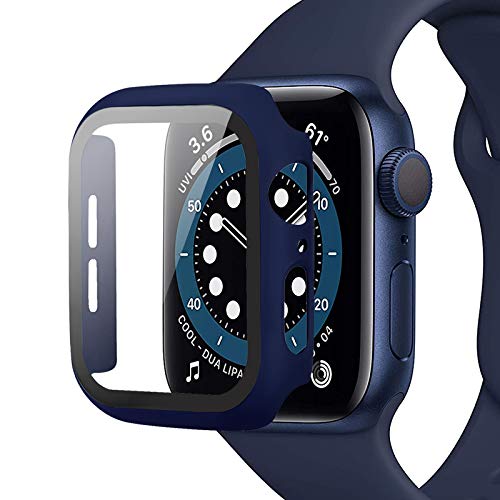 Miimall Kompatibel mit Apple Watch Series 6/SE/5/4 44mm Hülle mit Glas Displayschutz, Ultradünne PC Schutzhülle Vollschutz Kratzfest Displayschutzfolie Schutz Case für iWatch 44mm - Blau Miimall Kompatibel mit Apple Watch Series 6/SE/5/4 44mm Hülle mit Glas Displayschutz, Ultradünne PC Schutzhülle Vollschutz Kratzfest Displayschutzfolie Schutz Case für iWatch 44mm - Blau von Miimall