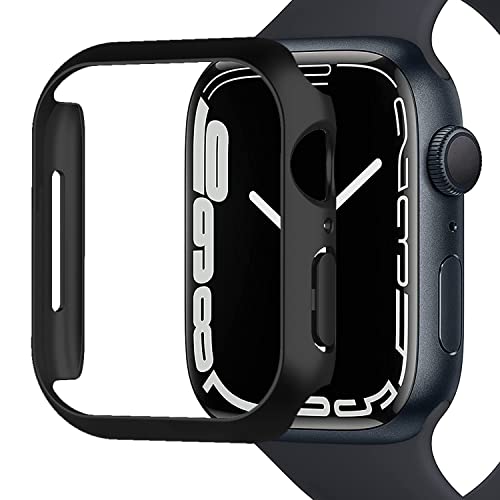 Miimall Kompatibel mit Apple Watch Series 8/7 41mm 45mm Hülle, Harter PC Schutzrahmen Ultradünne Kratzfest Stoßfest Schutzhülle für Apple Watch Series 8/7 41mm - Schwarz von Miimall