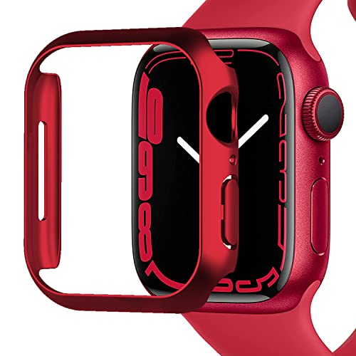 Miimall Kompatibel mit Apple Watch Series 8/7 41mm 45mm Hülle, Harter PC Schutzrahmen Ultradünne Kratzfest Stoßfest Schutzhülle für Apple Watch Series 8/7 45mm - Rot von Miimall