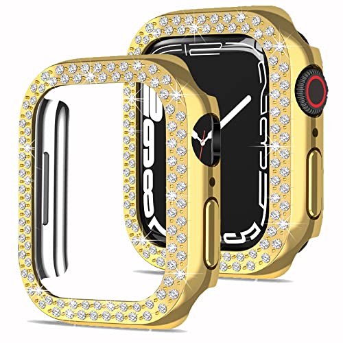 Miimall Kompatibel mit Apple Watch Series 9/8/7 45mm 41mm Hülle Glitzer, Bling Doppelter Diamant Strassstein Harter PC Schutzrahmen Ultradünner Schutzhülle für iWatch Series 9/8/7 41mm - Gold Miimall Kompatibel mit Apple Watch Series 9/8/7 45mm 41mm Hülle Glitzer, Bling Doppelter Diamant Strassstein Harter PC Schutzrahmen Ultradünner Schutzhülle für iWatch Series 9/8/7 41mm - Gold von Miimall