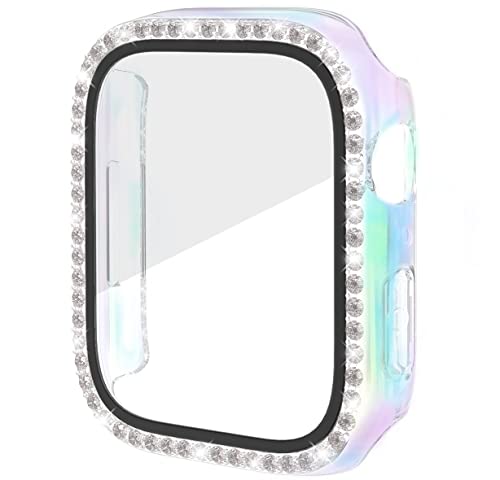 Miimall Kompatibel mit Apple Watch Series 9/8/7 45mm 41mm Hülle mit Glas Displayschutz, Strass Glitzer Harter PC Schutzhülle Kratzfest All-Round Schutz Case für iWatch Serie 9/8/7 45mm - Bunt Miimall Kompatibel mit Apple Watch Series 9/8/7 45mm 41mm Hülle mit Glas Displayschutz, Strass Glitzer Harter PC Schutzhülle Kratzfest All-Round Schutz Case für iWatch Serie 9/8/7 45mm - Bunt von Miimall