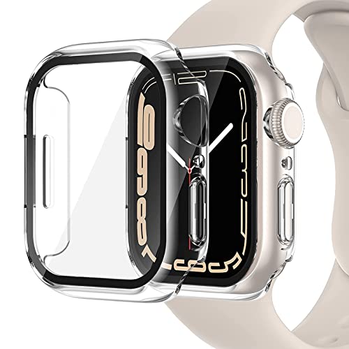 Miimall Kompatibel mit Apple Watch Series 9/8/7 45mm 41mm Hülle mit Glas Displayschutz, Ultradünne PC Schutzhülle Vollschutz Kratzfest Displayschutzfolie Schutz Case für iWatch 45mm - Klar Miimall Kompatibel mit Apple Watch Series 9/8/7 45mm 41mm Hülle mit Glas Displayschutz, Ultradünne PC Schutzhülle Vollschutz Kratzfest Displayschutzfolie Schutz Case für iWatch 45mm - Klar von Miimall