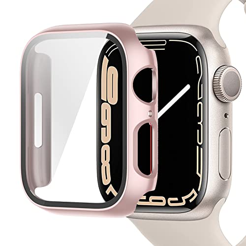 Miimall Kompatibel mit Apple Watch Series 9/8/7 45mm 41mm Hülle mit Glas Displayschutz, Ultradünne PC Schutzhülle Vollschutz Kratzfest Displayschutzfolie Schutz Case für iWatch 45mm - Roségold Miimall Kompatibel mit Apple Watch Series 9/8/7 45mm 41mm Hülle mit Glas Displayschutz, Ultradünne PC Schutzhülle Vollschutz Kratzfest Displayschutzfolie Schutz Case für iWatch 45mm - Roségold von Miimall