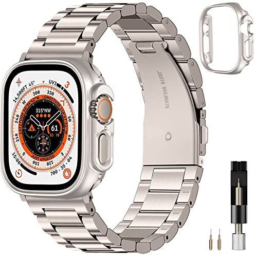 Miimall Kompatibel mit Apple Watch Ultra 2/ Ultra 49mm Armband mit Hülle, 1 x Edelstahl Metall Ersatz Armband für iWatch Ultra 2 49mm + 1 x PC Hülle für Apple Watch Ultra 2 49mm -Sternenlicht Miimall Kompatibel mit Apple Watch Ultra 2/ Ultra 49mm Armband mit Hülle, 1 x Edelstahl Metall Ersatz Armband für iWatch Ultra 2 49mm + 1 x PC Hülle für Apple Watch Ultra 2 49mm -Sternenlicht von Miimall