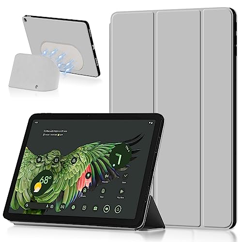 Miimall Kompatibel mit Google Pixel Tablet Hülle mit Ständer, Ultradünn TPU + PU Kratzfest Anti Drop Drahtloses Aufladen Flip Cover Case für Google Pixel Tablet 2023 -Grau von Miimall