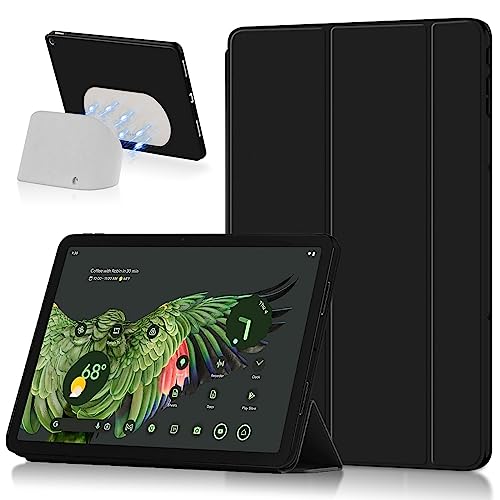 Miimall Kompatibel mit Google Pixel Tablet Hülle mit Ständer, Ultradünn TPU + PU Kratzfest Anti Drop Drahtloses Aufladen Flip Cover Case für Google Pixel Tablet 2023 -Schwarz von Miimall