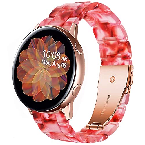 Miimall Kompatibel mit Samsung Galaxy Watch 5/5Pro/4/4 Classic/Watch 3 41mm Armband, 20mm Harz Resin Ersatzarmband Ersatz Armband für Samsung Galaxy Watch 42mm /Active 2 44mm 40mm - Rosa Rot von Miimall