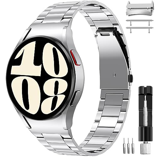 Miimall Kompatibel mit Samsung Galaxy Watch 5 Pro Armband 45mm, 2.0mm Damen Dünnes Leichtes Ersatzarmband Edelstahl Metall Uhrenarmband für Galaxy Watch 5/4 40mm 44mm/4 Classic 42mm 46mm-Silber von Miimall