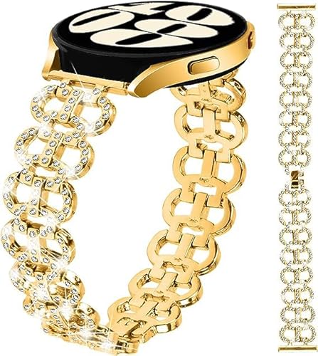 Miimall Kompatibel mit Samsung Galaxy Watch 6 Armband 40mm 44mm, Legierung Uhrenarmband [Kürbisform+Diamant] Verstellbares Damen Armbänder für Galaxy Watch 5 pro 45mm/Watch 5/4 40mm 44mm-Gold von Miimall