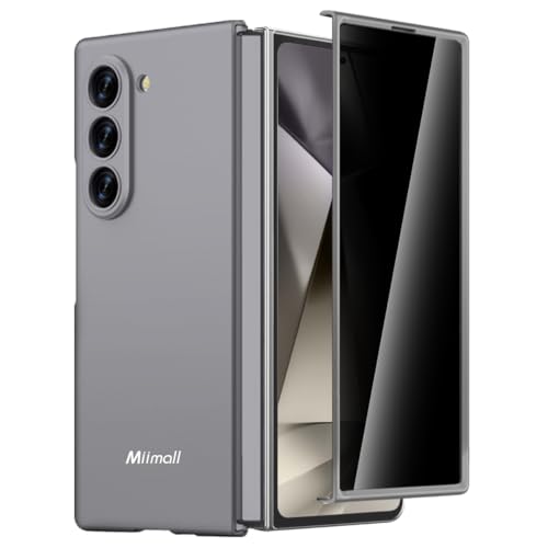 Miimall Kompatibel mit Samsung Galaxy Z Fold 6 Hülle mit Displayschutz, [Anti-spy Displayschutzfolie] Harte PC Kratzfest Stoßfest Ultradünne Matt Handyhülle für Galaxy Fold 6 2024-Grau von Miimall
