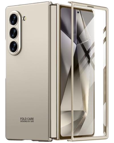 Miimall Kompatibel mit Samsung Galaxy Z Fold 6 Hülle mit Displayschutz, [Ultra HD Displayschutzfolie] Harte PC Kratzfest Stoßfest Ultradünne Matt Handyhülle für Galaxy Z Fold 6 2024-Titangrau von Miimall