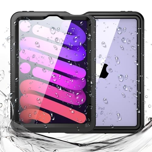 Miimall Kompatibel mit iPad Mini 7 2024 Hülle/iPad Mini 6 2021 Hülle mit Displayschutz, IP68 Wasserdicht Hülle Kratzfest Stoßfest 360 Grad Schutzhülle mit Ständer für iPad Mini 7 2024 von Miimall