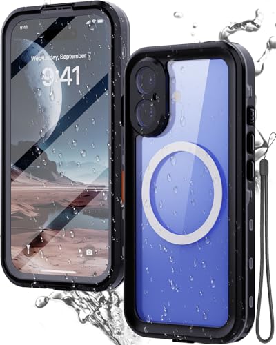 Miimall Kompatibel mit iPhone 16 Plus Hülle Wasserdicht, [Eingebaute Displayschutzfolie+Kameraschutz] [PC+TPU] Anti-Kratz Stoßfest 360 Gard Schutz Mag-Safe Hülle für iPhone 16 Plus 2024 von Miimall