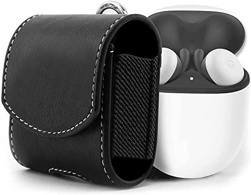Miimall Kopfhörer Tasche Case mit Google Pixel Buds A Hülle, PU Leder Handschlaufe Abnehmbare+Schlüsselanhänger Kratzfest Schutzhülle für Series 2021, Schwarz von Miimall