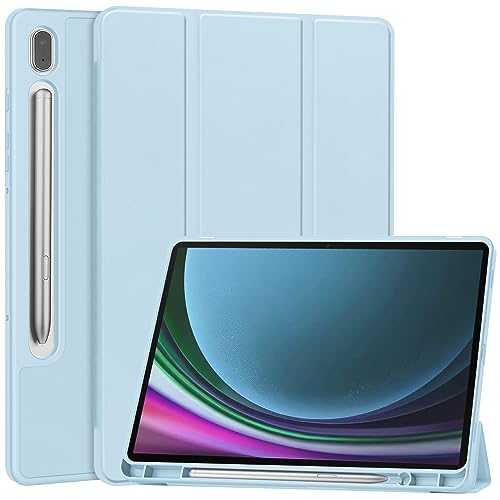 Miimall Lederhülle Kompatibel mit Samsung Galaxy Tab S9 Hülle, Premium PU+TPU Samsung Tab S9 Hülle mit Ständer Kratzfest Stoßfest Ultradünnes Schutzhülle für Galaxy Tab S9 11" 2023-Himmelblau von Miimall