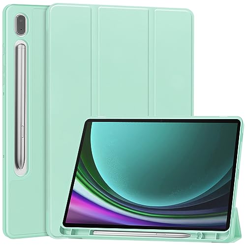 Miimall Lederhülle Kompatibel mit Samsung Galaxy Tab S9 Hülle, Premium PU+TPU Samsung Tab S9 Hülle mit Ständer Kratzfest Stoßfest Ultradünnes Schutzhülle für Galaxy Tab S9 11" 2023-Mintgrün von Miimall