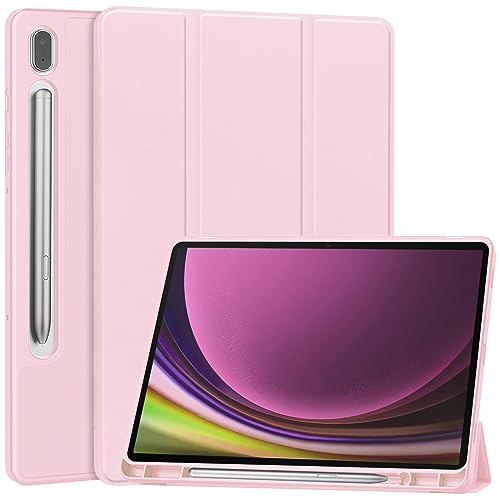 Miimall Lederhülle Kompatibel mit Samsung Galaxy Tab S9 Hülle, Premium PU+TPU Samsung Tab S9 Hülle mit Ständer Kratzfest Stoßfest Ultradünnes Schutzhülle für Galaxy Tab S9 11" 2023-Rosa von Miimall