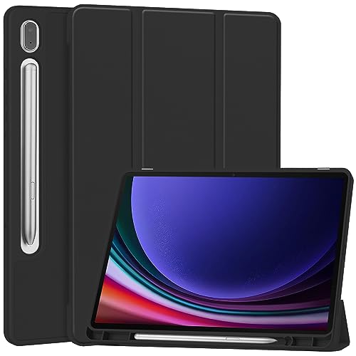 Miimall Lederhülle Kompatibel mit Samsung Galaxy Tab S9 Hülle, Premium PU+TPU Samsung Tab S9 Hülle mit Ständer Kratzfest Stoßfest Ultradünnes Schutzhülle für Galaxy Tab S9 11" 2023-Schwarz von Miimall